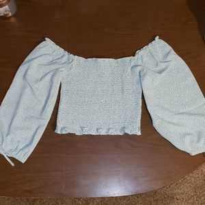 Princess Polly Boho‎ Shirred Crop Top Tie Sleeves 8